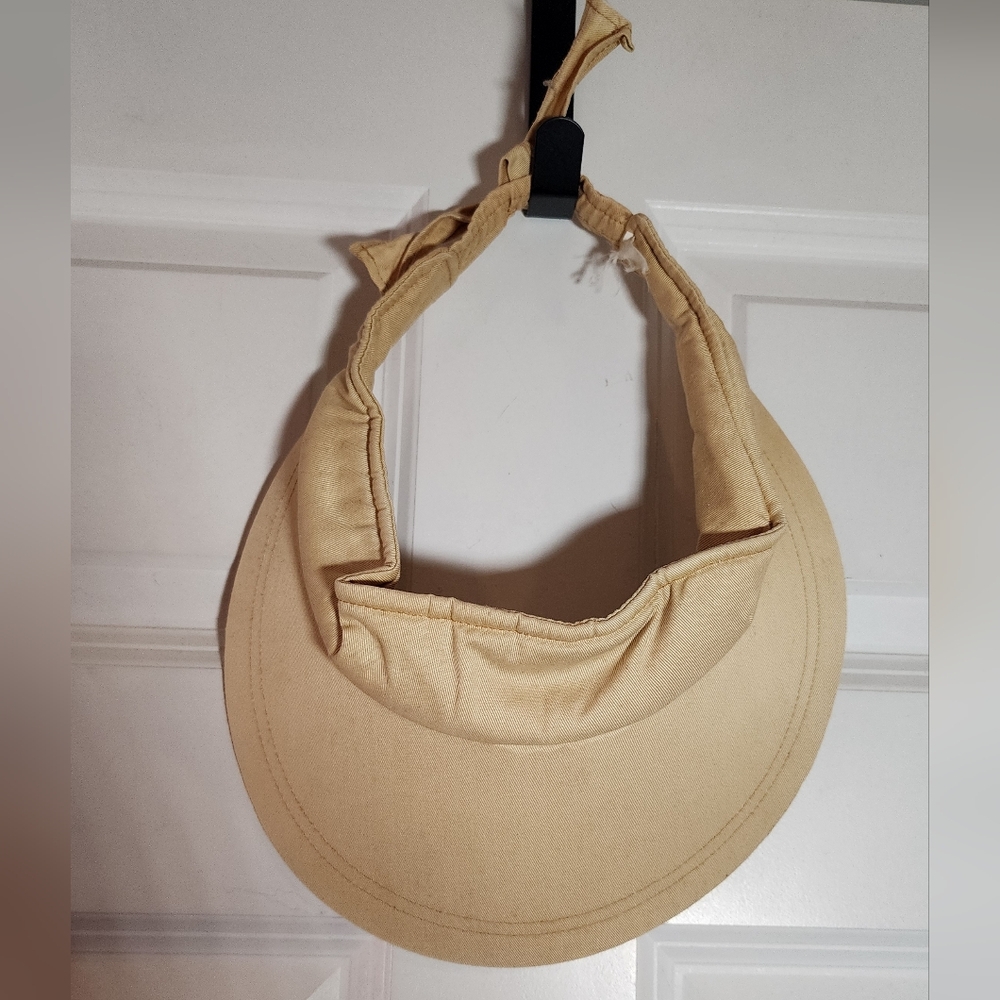 Vintage Cream Wide Rim Visor Hat Minor Discoloration Inside